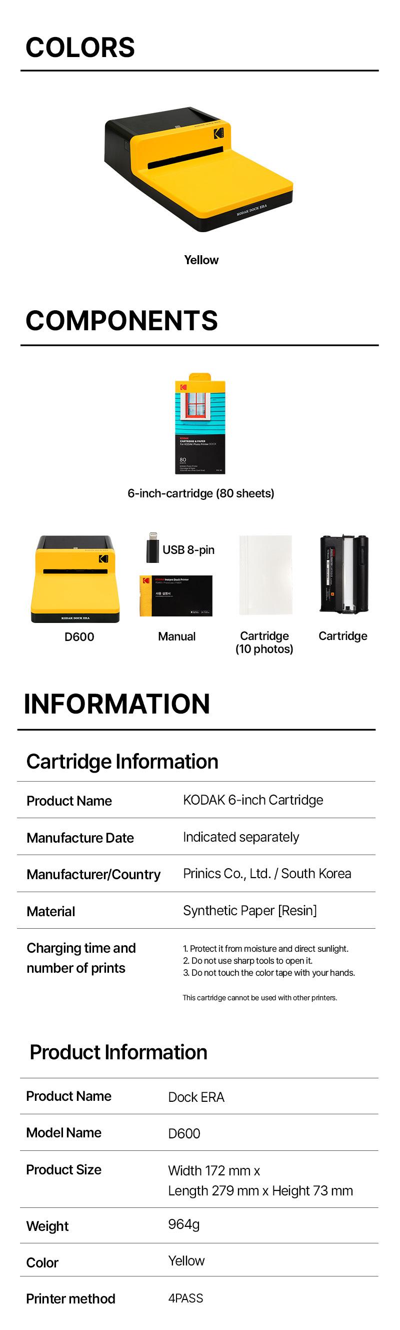 KODAK Dock ERA 4PASS Instant Photo Printer – 4x6” Prints, Easy Bluetooth Connection, High-Quality Output
