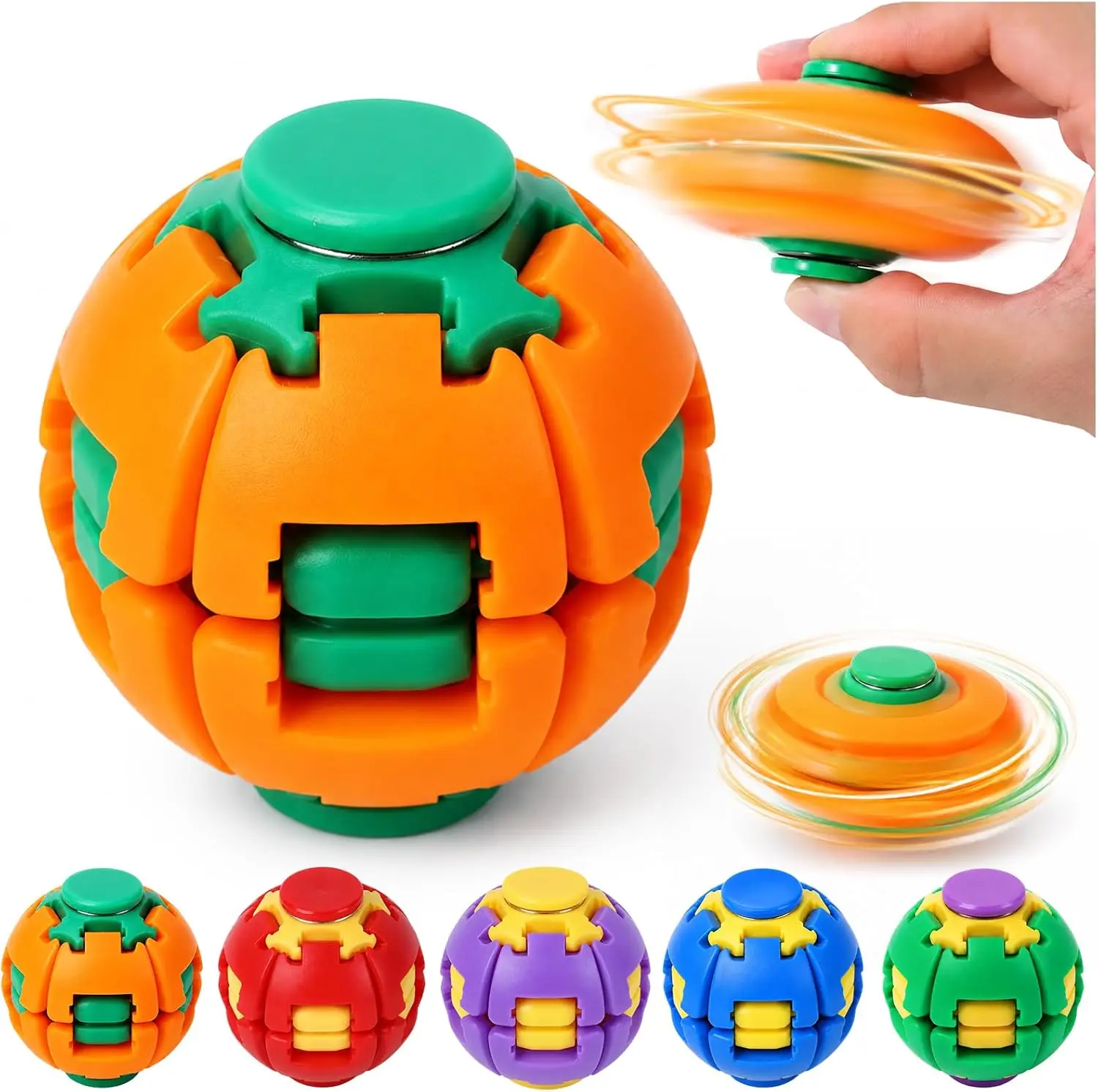 Press & Spin Fidget Ball - 360° Rotating Decompression Sensory Fidget Desk Tool, Unisex Stress Reliever Toys for Grown Ups, Teens, Desk Fidget Tool