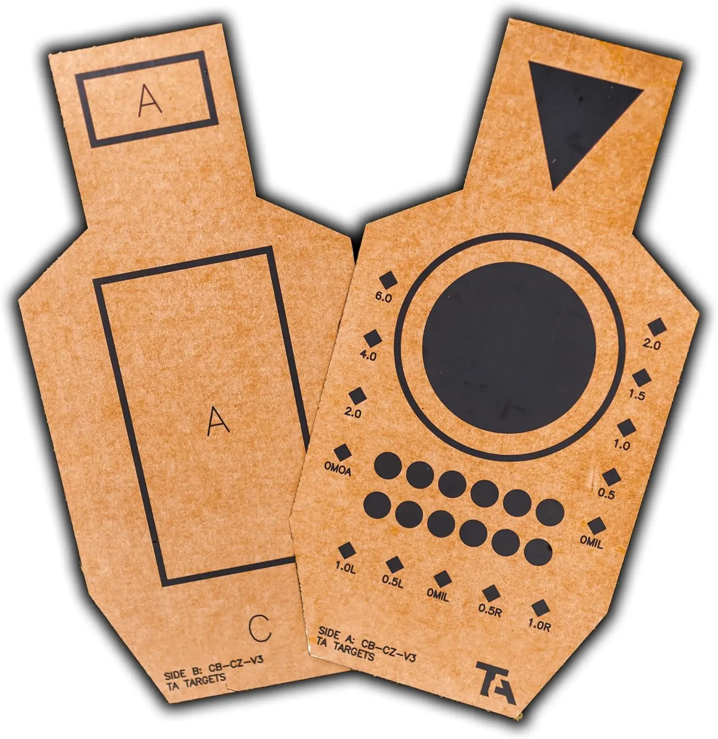 C Zone Cardboard Shooting Target - Bulk Packs of Cardboard or Paper Training Targets - Marked Training Zones