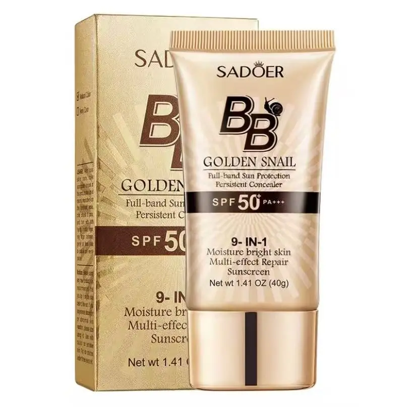 Snail BB Cream with SPF 50+, High Coverage Matte Finish Cosmetic, Hydrating and Long-Lasting Moisturizer with Oil Control, Smooths Uneven Skin, 40G, Facial Use, Full Cover, High Coverage Smooths Uneven Skin, Sun Protection