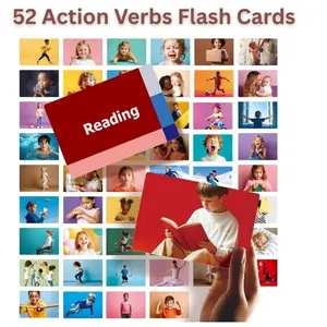 52 Action Verbs Flash Cards for Kids – Picture Vocabulary Flashcards for Preschool | ESL Teaching Materials, Speech Therapy & Autism Communication Tools | Easter Gift for Kids (4"x5.8")