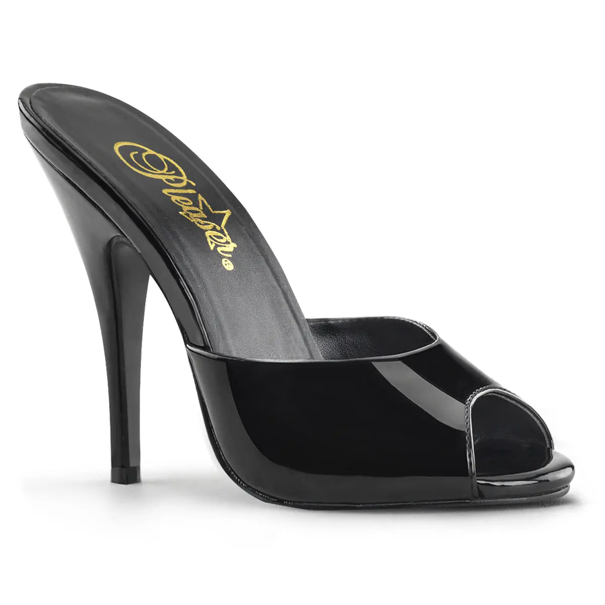 Pleaser Seduce-101 Women's Mule Sandals, Elegant Peep Toe High Heel Slip-On for Parties with a 5-Inch Heel, Black Sandal, Elegant Party Heels