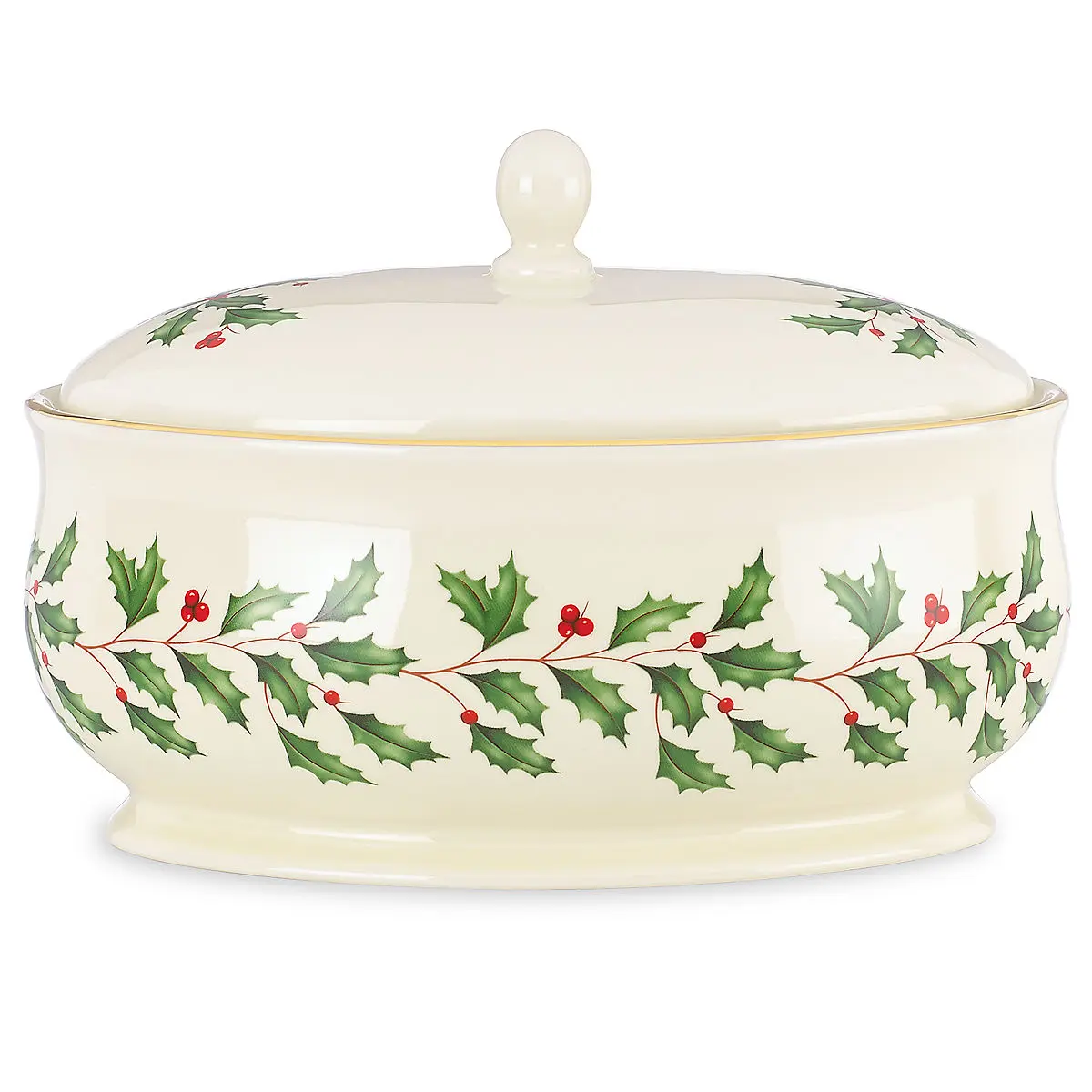 Lenox 863646 Ceramic Small Holiday Covered Dish - Kitchen Dinnerware, Party Tableware, Shallow Plates, One-Piece