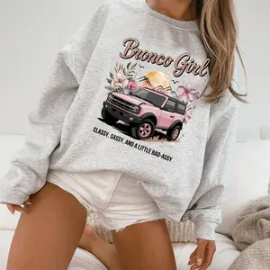 Bronco Girl Sassy Girl Shirt, Vintage Bronco Sweatshirt, Truck Lover - Vintage Bronco Truck - Holiday Tree Crewneck - Snowy Off-road Suv Graphic - Cozy Winter Apparel