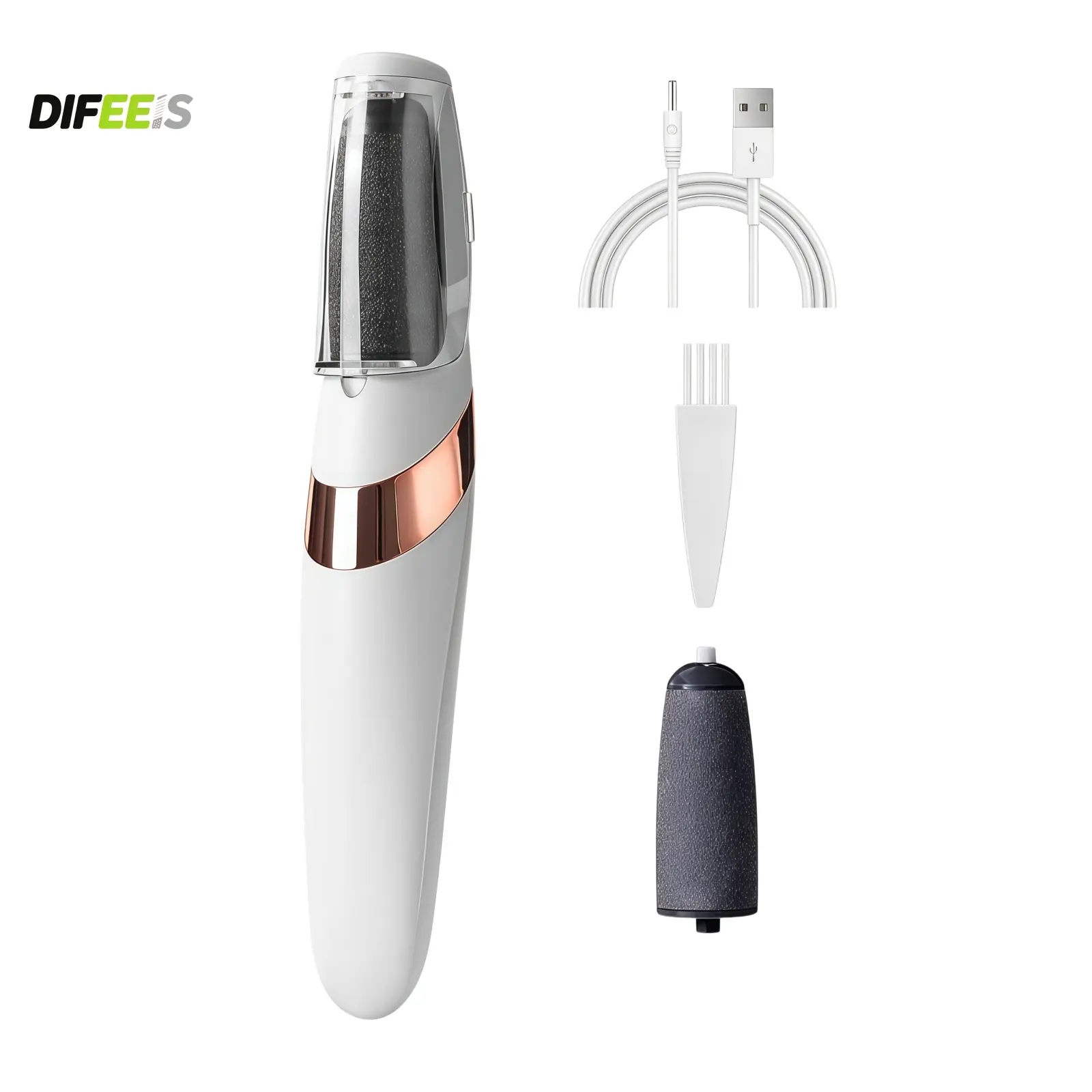 DIFEEIS 2026 Summer Portable Rechargeable Electric Callus Remover, 2-Speed Adjustable Foot File with LED Light & Washable Replacement Grinding Heads, Professional Pedicure Tool for Removing Dead Skin from Feet, Callus Remover Tool, Nail Care