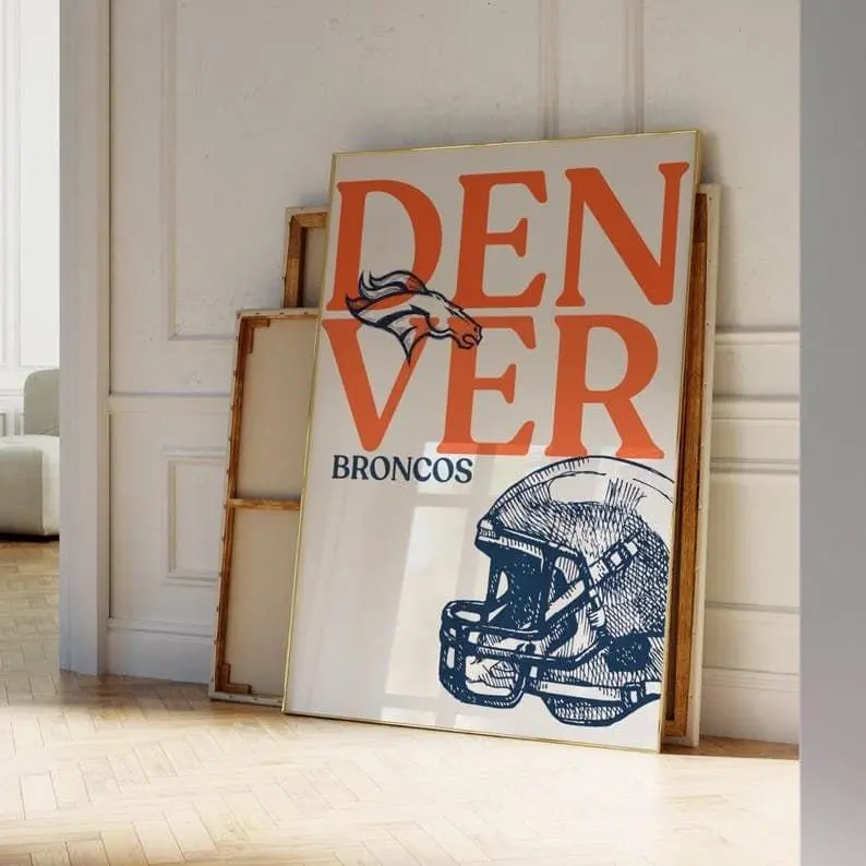 Denver Broncos Wall Art, American Football NFL Art Print Sports Fan Poster 0116