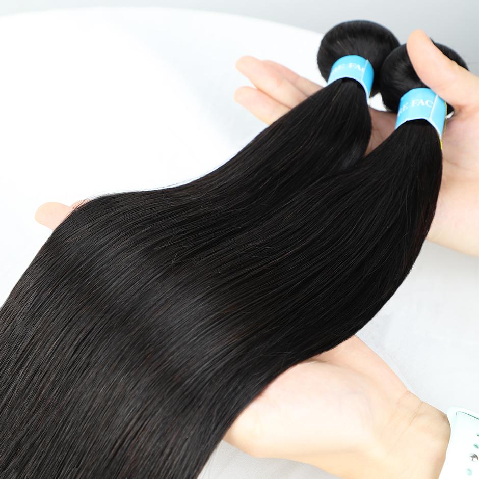 【CLEARANCE SALE】MORE FACE Straight Human Hair Bundles Virgin Hair Extension Brazilian Hair Weave Bundles Natural Color