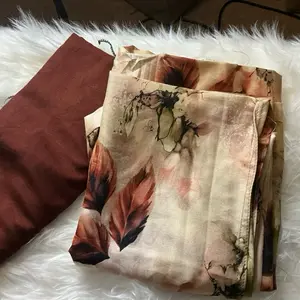 Brown 2 Pieces Cotton Somali Dirac Baatik Scarf with Floral Design and Soft Texture
