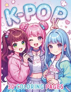 K-pop - 30 coloring pages K-pop idols, Anime, Manga for girls ages 5 and +: Cute and fun coloring book for little fans of the K-POP universe, Paperback