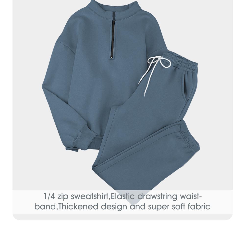 Aleumdr Women 2 Piece Outfits Sweatsuit Oversized Half Zip Pullover Long Sleeve Sweatshirt Jogger Pants Set with Pockets Casual Basic