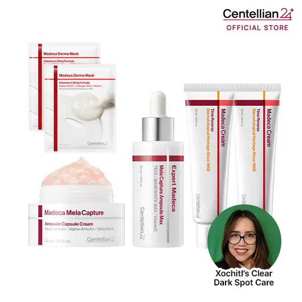 [NEW][Centellian24] Xochitl's Clear Dark Spot Care Routine | Mela Capture Ampoule Max + Capsule Cream + Madeca Cream Time Reverse x2ea + Madeca Derma Mask x2ea | Uneven Tone, Hydration & Firming Care | Korean Skincare