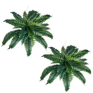 【DealsForYouDays】VEVOR Artificial Ferns 2 Pcs,  Natural Spread Diameter 31-34 Inch, Large Hanging Artificial Boston Ferns, Fake Plant Wall Decor with 30 Branches, Faux Fern for Home and Office (Flowerpot Unincluded)