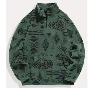 Tribal Print Sherpa Fleece Pullover
