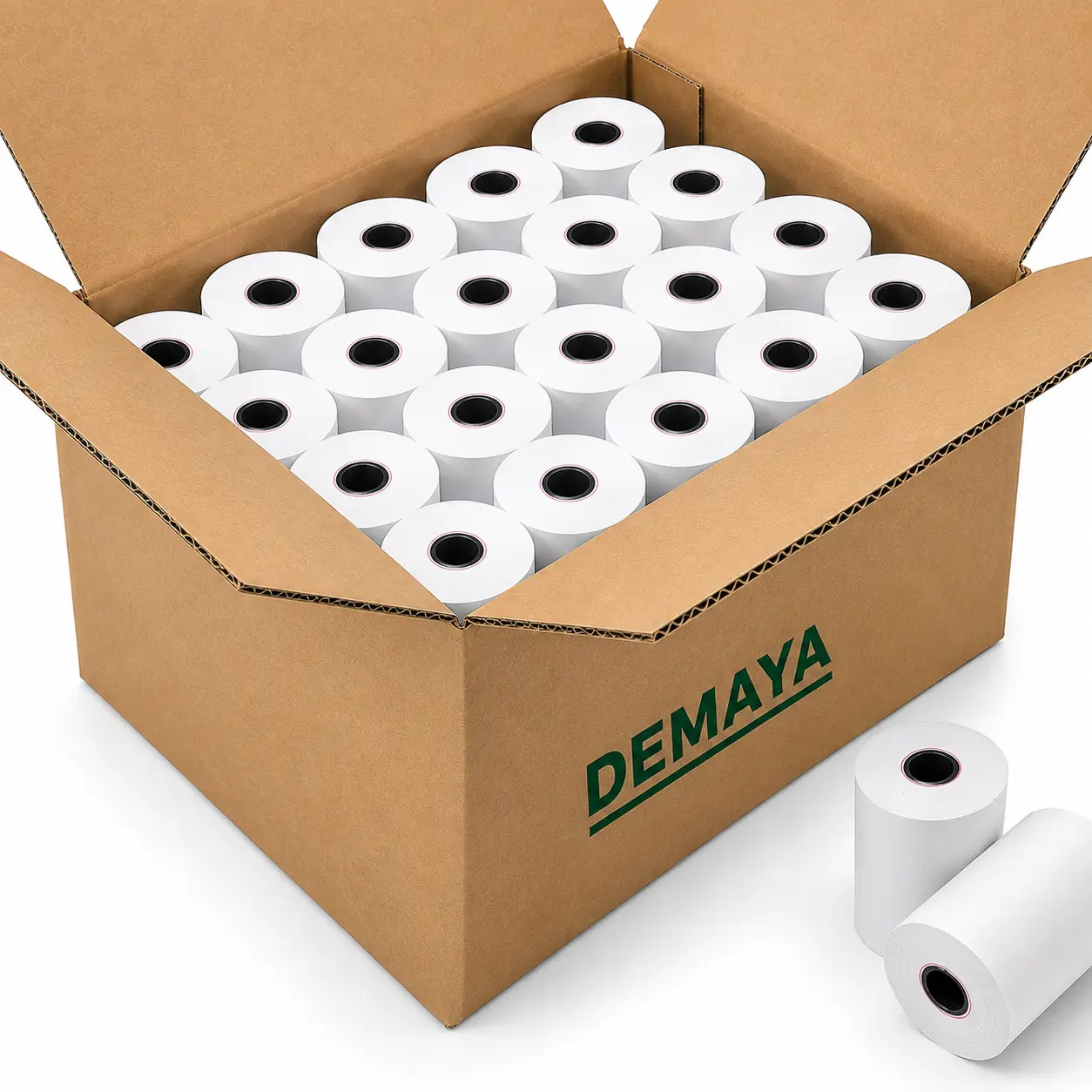 DEMAYA Safe BPA-Free Thermal Paper Rolls - 3.125in (3 1/8") x 230ft (230'), 50 Rolls/Case, Jam-Free, Smooth Feeding, Crisp Text, High-Definition Printing for Receipts/Barcodes, Durable for Clover POS Printers, Office Stationery for Business Operations