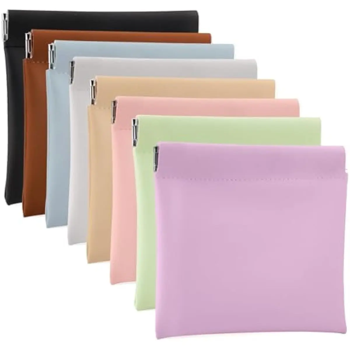 8PCS Snap Closure Organizer Pouch - Featuring a Handy Elastic Closure, Storage Bag Pouch Organizer Coin Purse Compact Wallet for Women,Sealed Makeup Pouch for Coins And Small Items