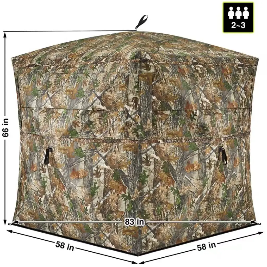 TIDEWE Hunting Blind See Through with Carrying Bag, 2-3 Person Pop Up Ground Blinds 270 Degree, Portable Resilient Hunting Tent for Deer & Turkey Hunting Camouflage Sliding Windows #Dealsforyoudays