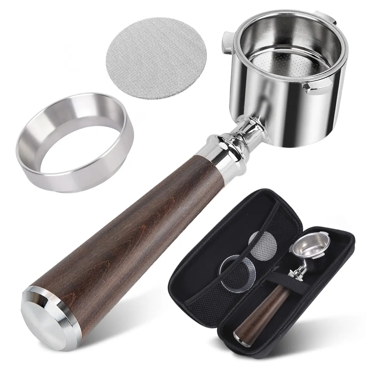 51mm Bottomless Portafilter with Dosing Funnel & Puck Screen Set, Fits De Longhi La Specialista Machines, Includes Stainless Steel Basket, Coffee Making Tool