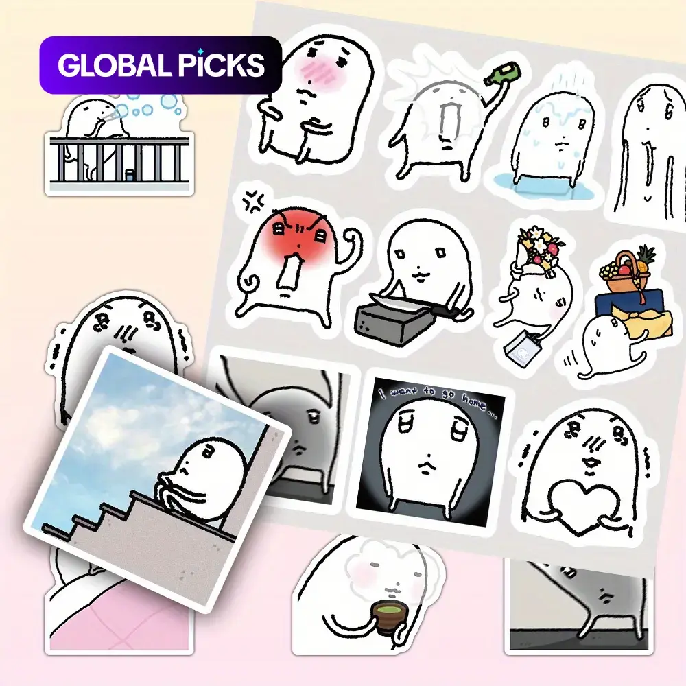 65pcs Mochi Emoji Stickers, Sticker Packs, Aesthetic Stickers, Cute Side Decals for Scrapbooks, Diaries, Laptops & Water Bottles, DIY Decorative Stickers, Ideal Gift #GLOBAL PICKS