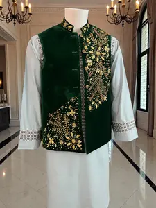 Handmade Afghan Velvet Waistcoat with Gold Somma BorrBorr Embroidery – Small