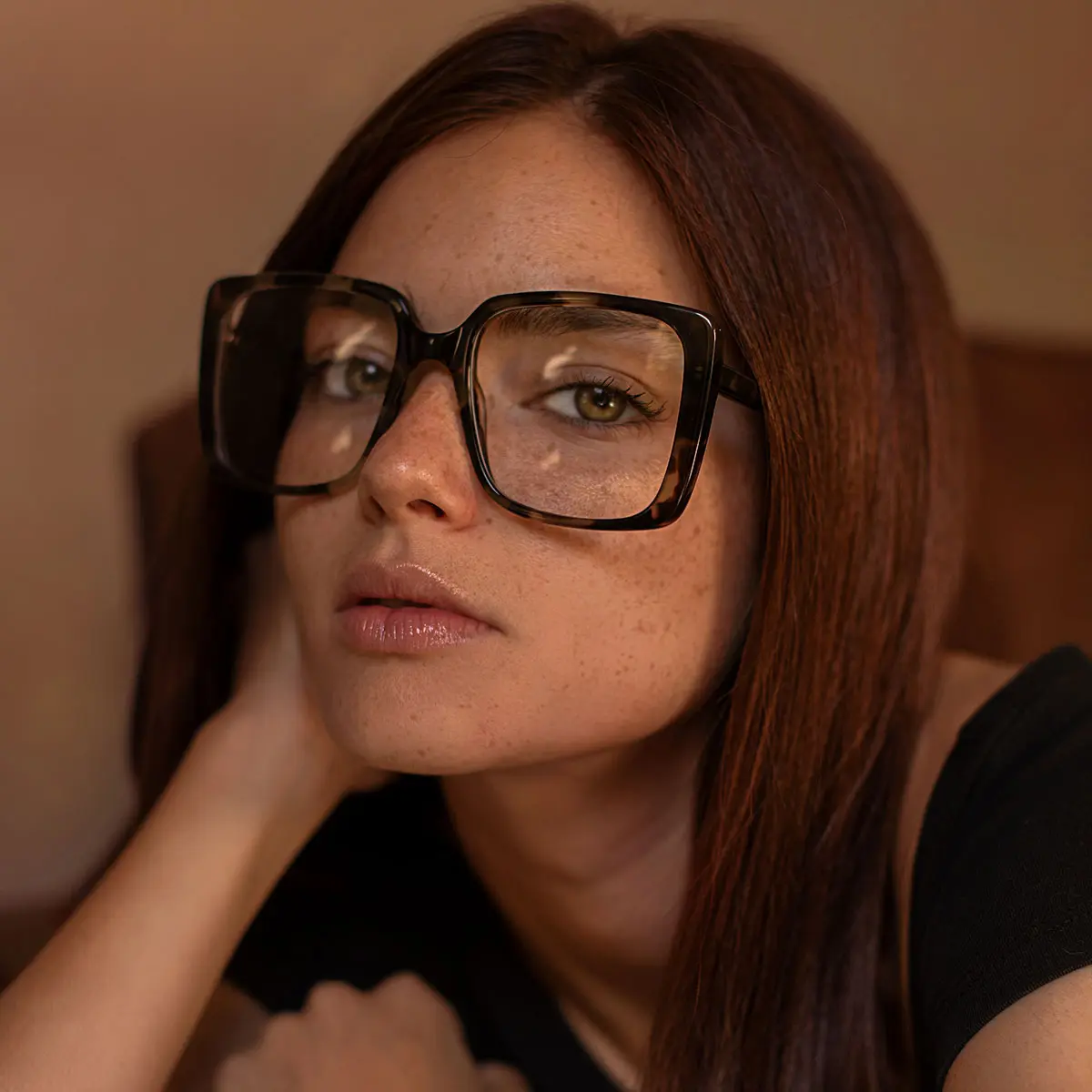 「TIJN-Classic-Saskia」Oversized Glasses for Women Square Acetate Frame Versatile Full Rim for Women Men Eyeglasses