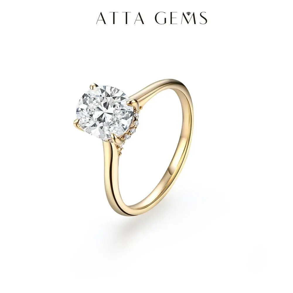 ATTAGEMS Multiple Carats 1.0CT-4.5CT Oval Cut D Color VVS1 Clarity Lab-Created Moissanite Engagement Ring, 14 Karat Gold Plated Wedding-Ready Jewelry for Women, Luxury Gift Summervibes R112, Marriage Ring, Engagement Rings summerwins tiktokshopbacktoschoo