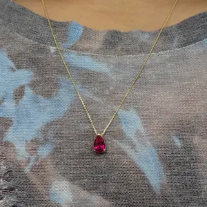 14Kt Gold Ruby Teardrop Necklace Pendant