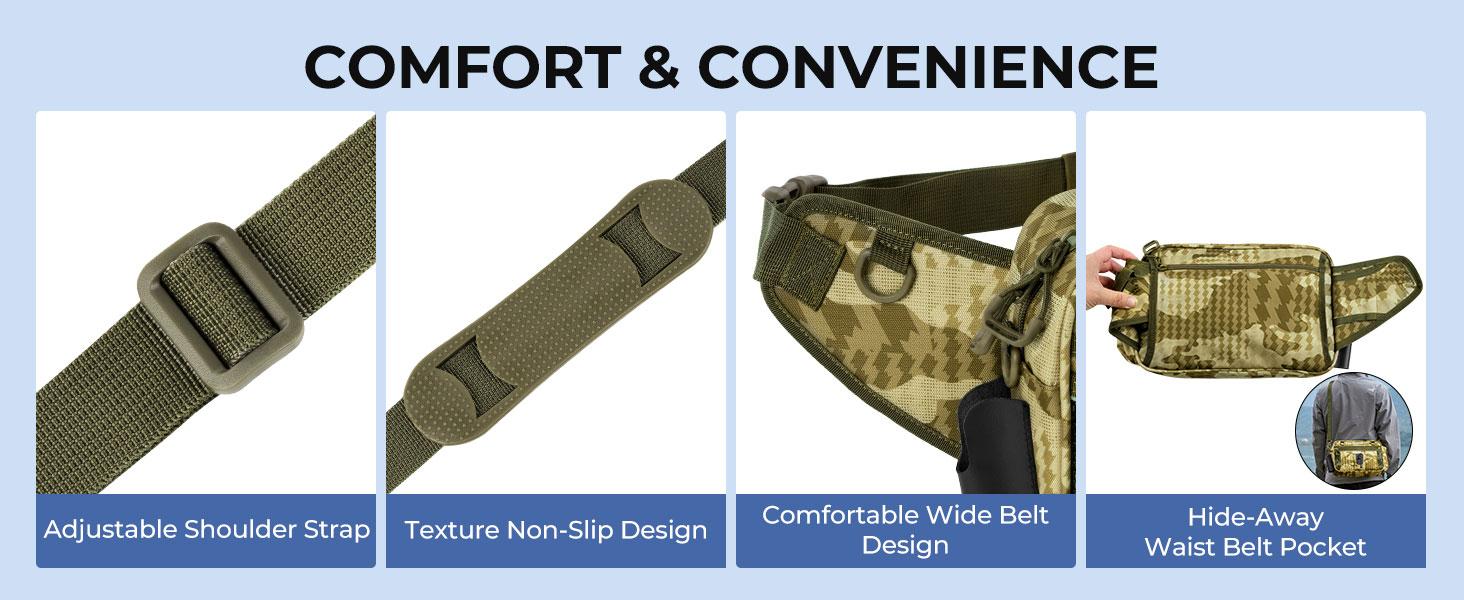 KastKing BaitSpace Waist Bag – Waterproof Tackle Storage Bag With Adjustable Belt, Fishing Fanny Pack for Men, Soft Bait Organizer, 3600 Utility Box, Rod Holder