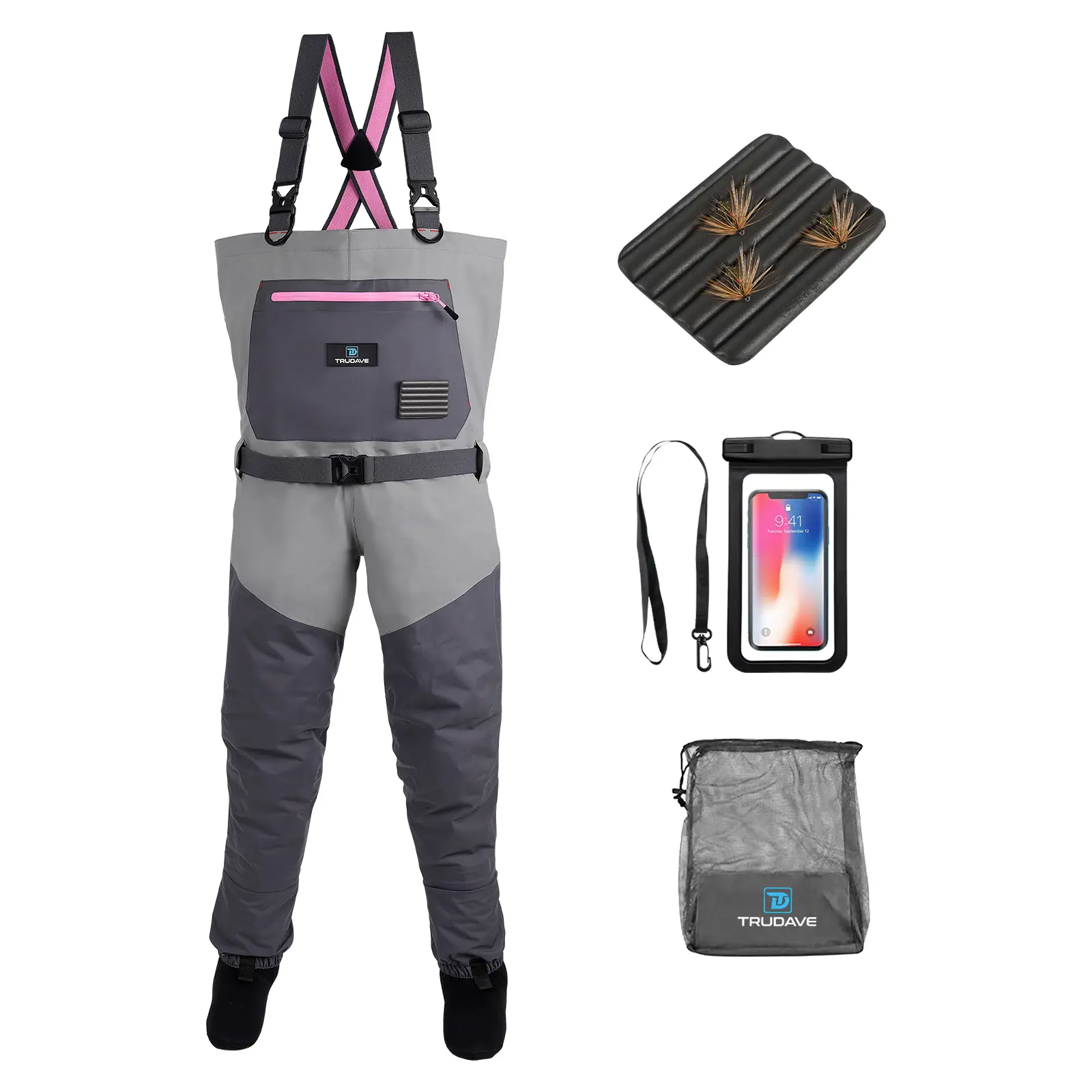 Trudave Women's Neoprene Chest Waders with Boots - Lightweight, Waterproof, Breathable, Feminine Design, Chest Pocket - Female Outdoor Water Activities Apparel, Fully Sealed