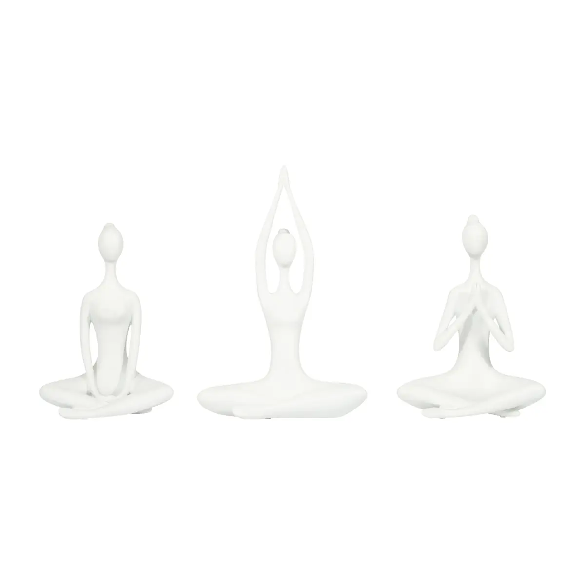 212 MAIN 3-Piece 10 in. Durable Polyresin Yoga Pose Statue Set, White Contemporary Figurines, Silver Home Decor for Spa/Studio Styling & Wonderful Thoughtful Gift (Statues & Bobbleheads)