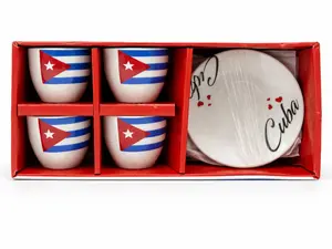 Cuban Espresso Cup Set  | 4 Espresso Cups & Saucers | Cuban Coffee Set | Cafecito Cups