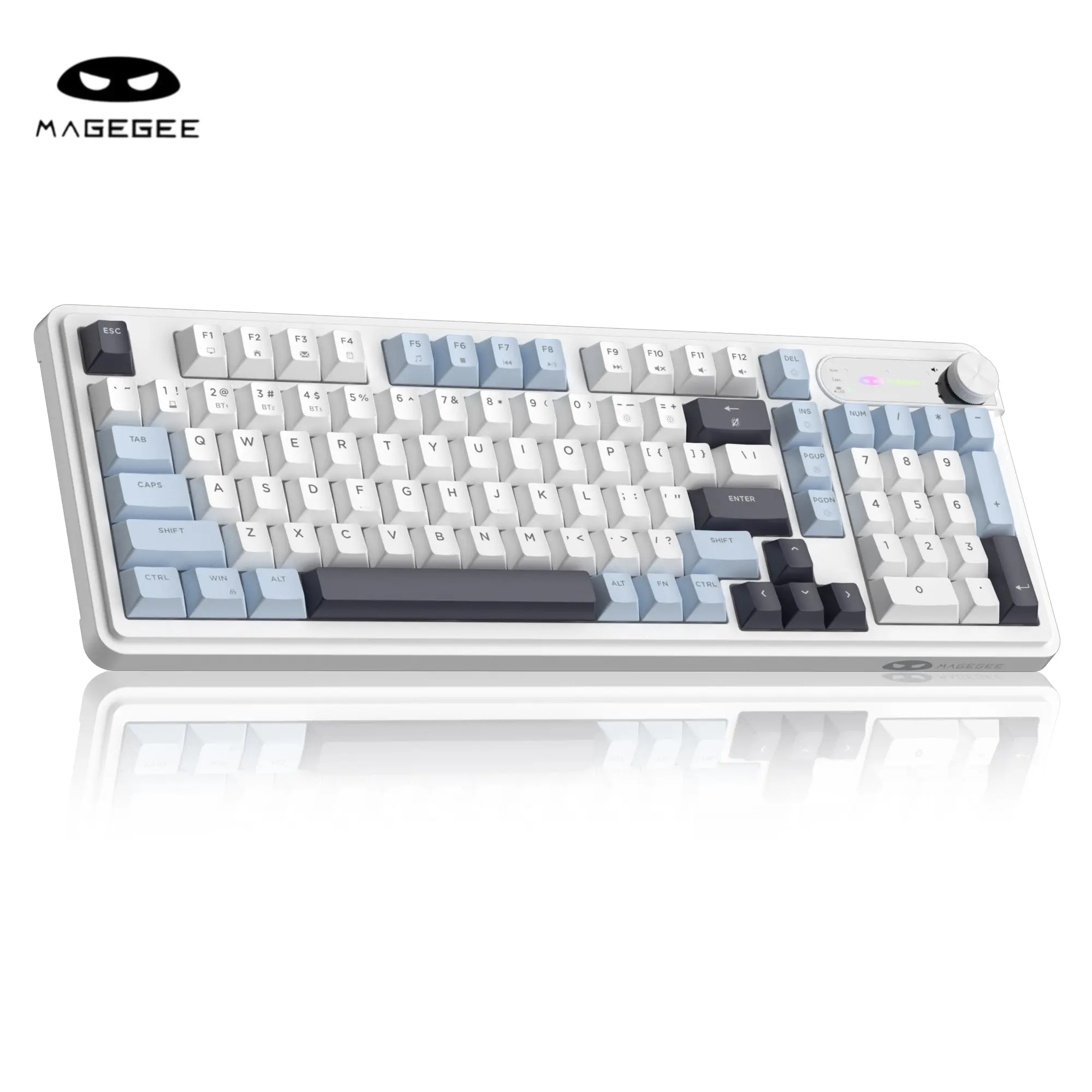 MageGee GK960 Wireless Gaming Keyboard 98 Keys RGB Backlit Triple Mode Bluetooth 2.4G Wired Mechanical-Feel Keyboard with Knob for PC Mac Gamers