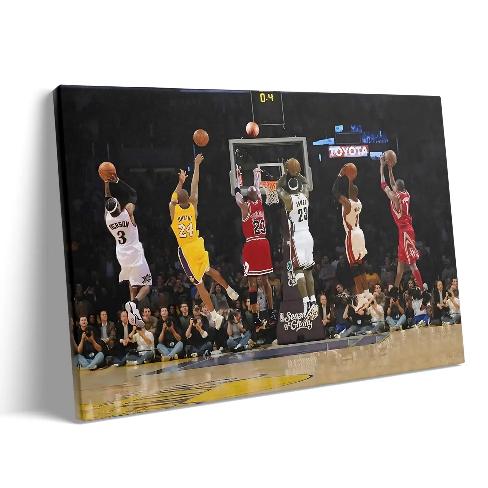 Basketball Legends Canvas Wall Art Print Poster, Iconic Sports Stars Shooting Inspirational Picture, Motivational Photography Wall Decor for Gym Dorm Home Office Living Room Bedroom