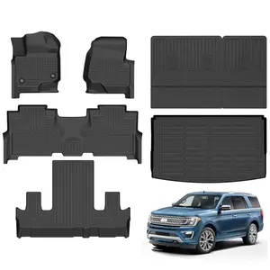 COLANAT for Ford Expedition Max 2021-2024 Floor Mats & Cargo Liner Set (7-Seat Captain Chairs,Not for 8-Seat/Standard), 3D Custom Fit All-Weather Car Liners, High-Wall Waterproof, Eco-Friendly Odorless, Non-Slip, Scratch-Resistant, Easy Clean