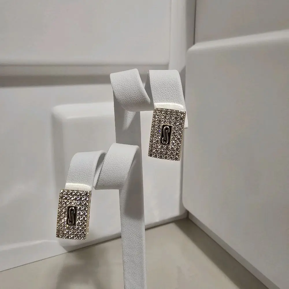 Monaco Earring 14k Gold Plated for Women with Elegant Rhinestone Accents and Comfortable Leather Strap