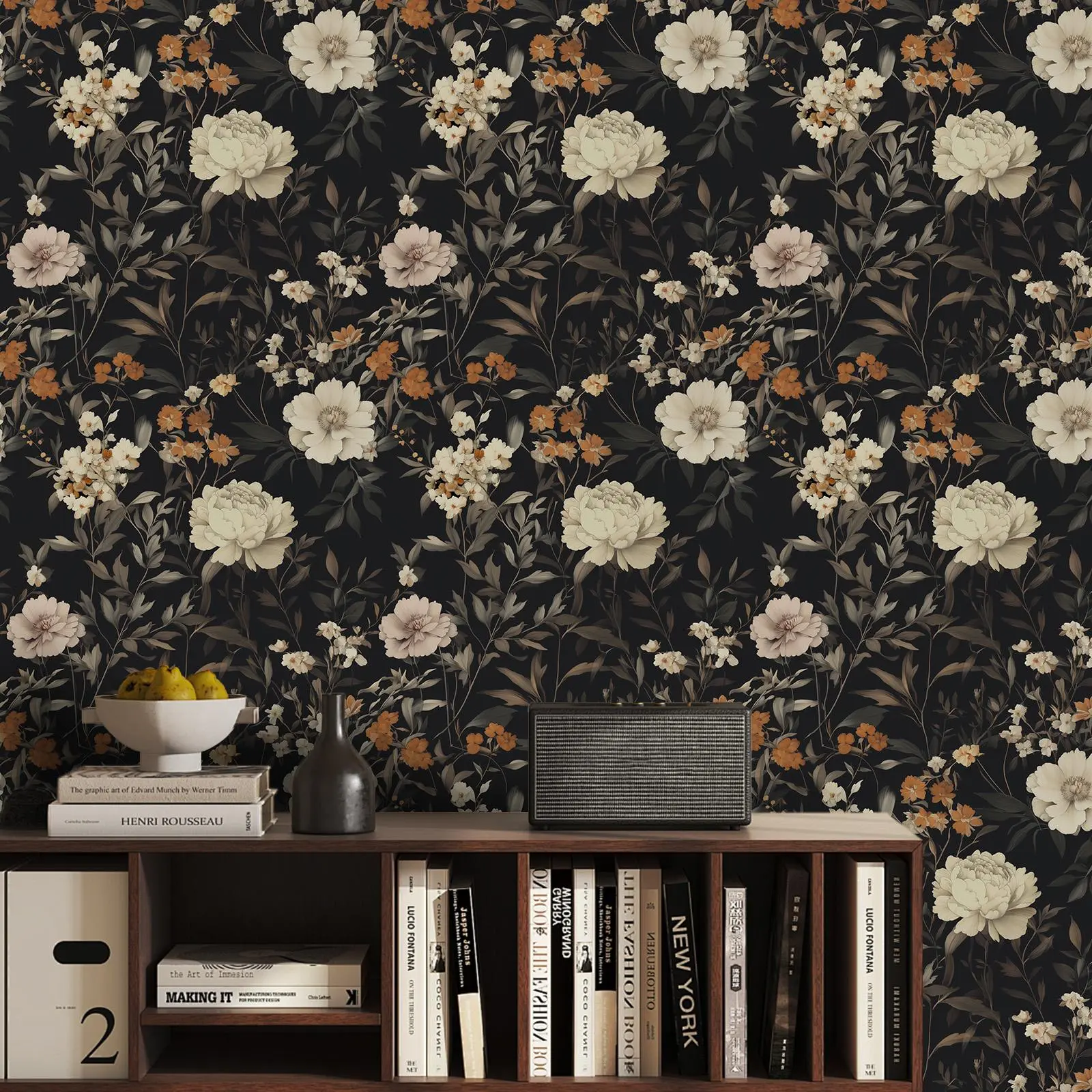 1 Roll Vintage Floral Decorative Wallpaper, Soft Peony Self-Adhesive Removable Waterproof Wall Covering, Easy Peel and Stick Background for Bedroom and Living Room