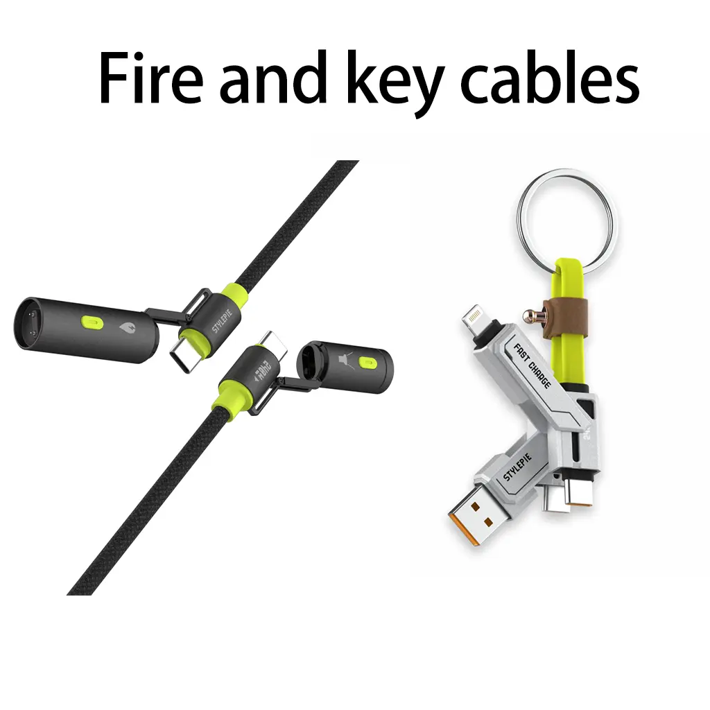 Mokongfu 4-in-1 Portable Keychain USB Charger & Arc Lighter Cable, Fast-Charging EDC Electronic Gadget with LED Flashlight, Multi-Charging Cable for iPhone, Android, Smartphone, Micro Devices