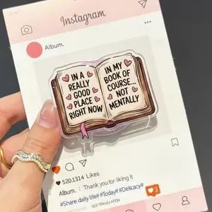 Funny Book Quote Phone Grip – In a Really Good Place Right Now Pop Socket with Kickstand – Book Lover Aesthetic Gift