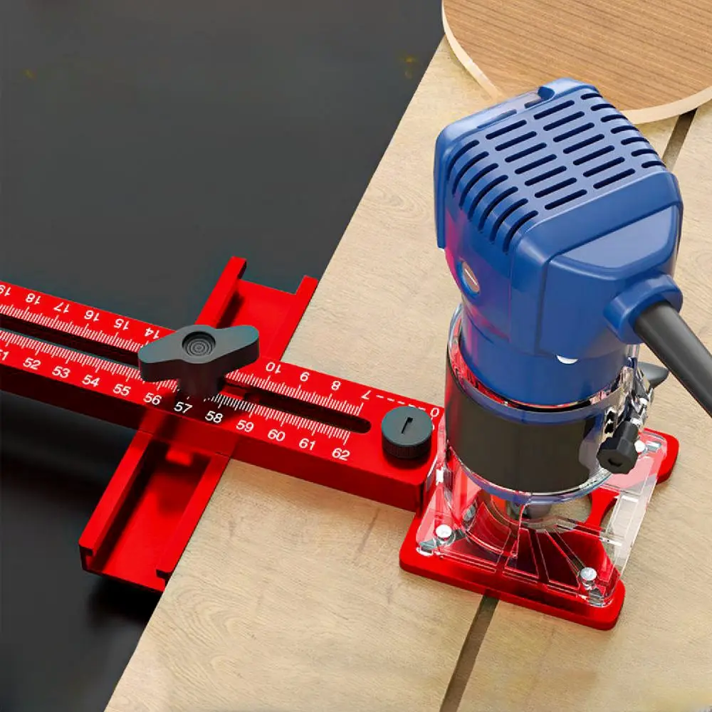 Multi functional 3-in-1 aluminum woodworking router table fixture - precision circular cutting and milling tool Power Tool with adjustable slot bracket, base, and guide - suitable for DIY woodworking Home