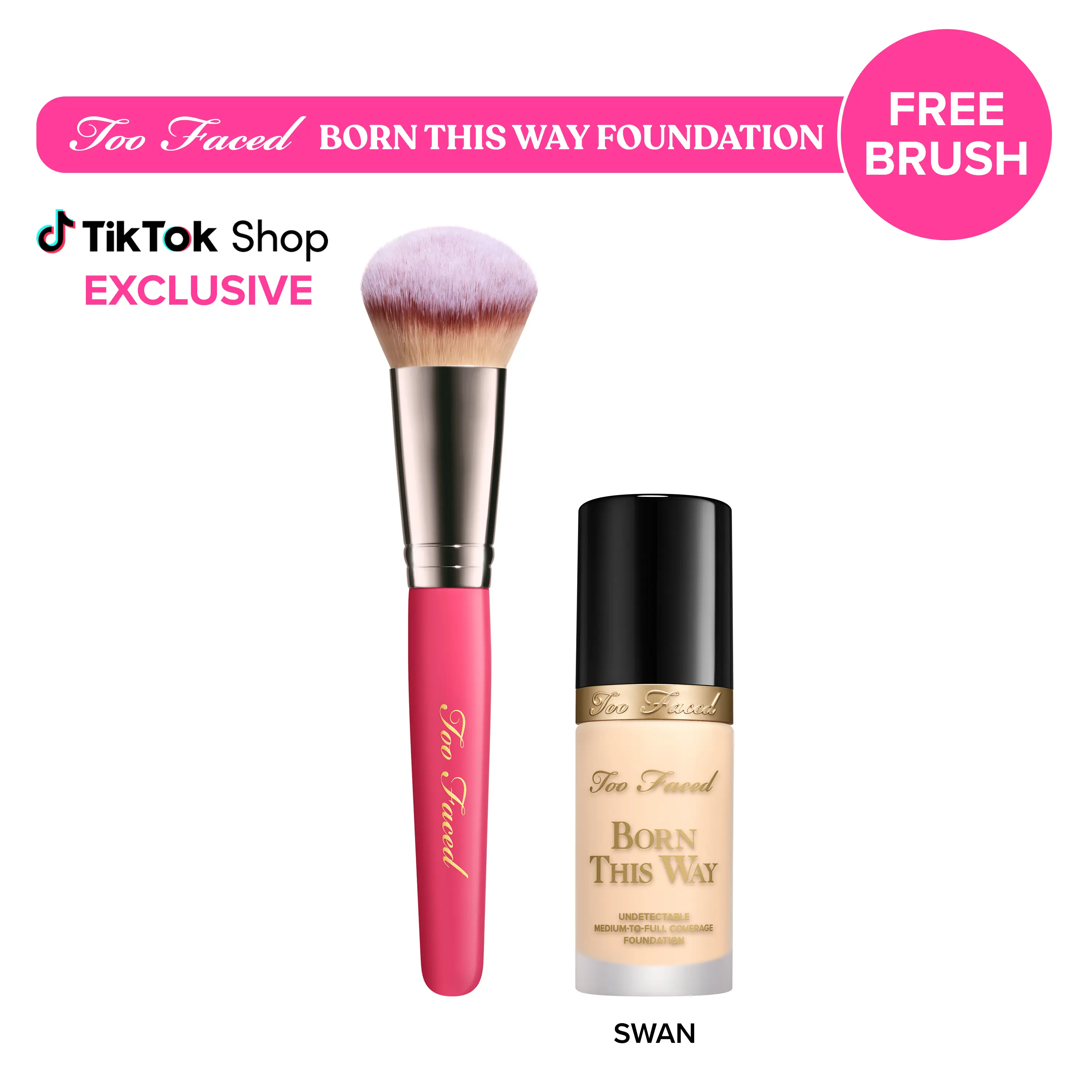 Too Faced Born This Way Undetectable Medium-To-Full Coverage Foundation -  24 Hour, Longwearing, Waterproof, Hydrating Liquid Foundation with Free Brush