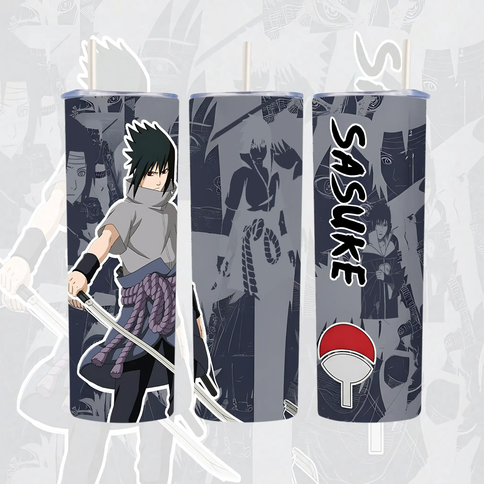 Sasuke Uchiha Anime Tumbler 20oz 40oz, Naruto Stainless Steel Travel Mug, Manga Insulated Cup With Handle & Straw, Gift For Anime Fans