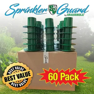 Sprinkler-Guard (60-Pack) by GRASSHOLE – Durable, flexible, long-lasting lawn sprinkler head protection and damage prevention.  Smart defense engineered to prevent sprinkler head damage – built to last, season after season