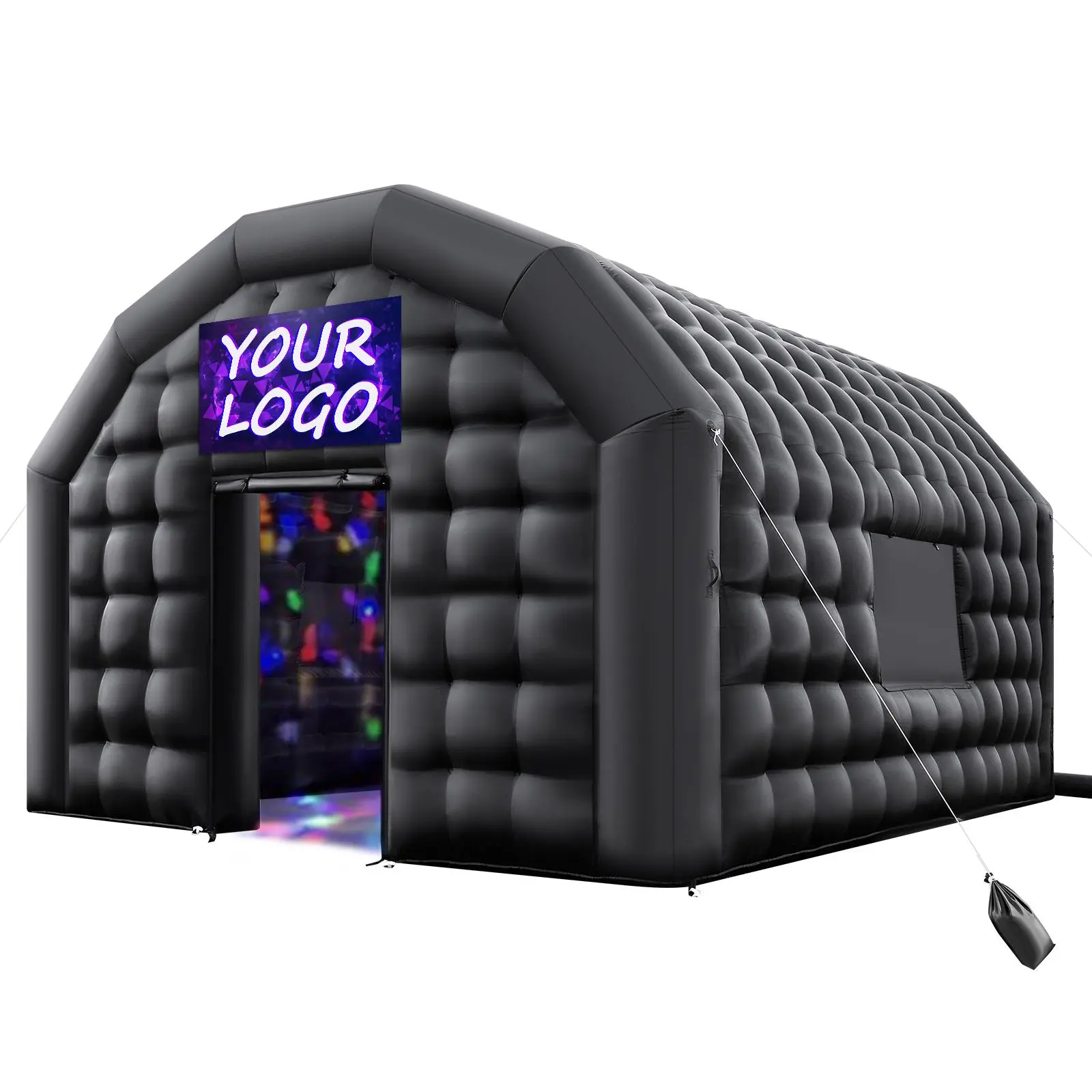 【SummerFinds】VEVOR Inflatable Nightclub, 16.4 x 13.1 x 12.5 ft Inflatable Party Tent with 680W Blower & Sandbag, Ventilated Blow up Night Club with 2 Windows, Air Cube House for Event Birthday Wedding Party