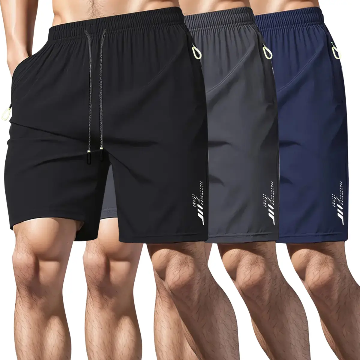 Men's Fitted-Cut Active Athleisure Shorts - Quick-Dry, Lightning All-Over Print Clothing with Drawstring Elastic Waist, Built-In Strings for Gym Training