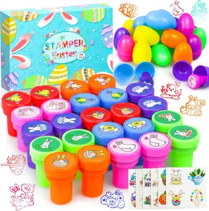 24PCS Easter Egg Filled Basket Essentials Pre Fill with Bunny Stampers Toys and  Easter Basket Stuffers Party Favors Classroom Prizes Gift