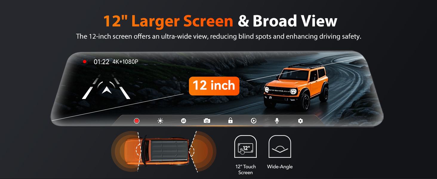 【FathersDayGift】 WOLFBOX G840S 12" Smart Rearview Mirror for Cars & Trucks,Backup Camera,4K DashCam with 5.8GHz WiFi,Front and Rear View Dual Cameras, Night Vision, Parking Assistance, Included 32GB Card & GPS 【FathersDayGift】 WOLFBOX G840S 12" Smart Rearview Mirror for Cars & Trucks,Backup Camera,4K DashCam with 5.8GHz WiFi,Front and Rear View Dual Cameras, Night Vision, Parking Assistance, Included 32GB Card & GPS