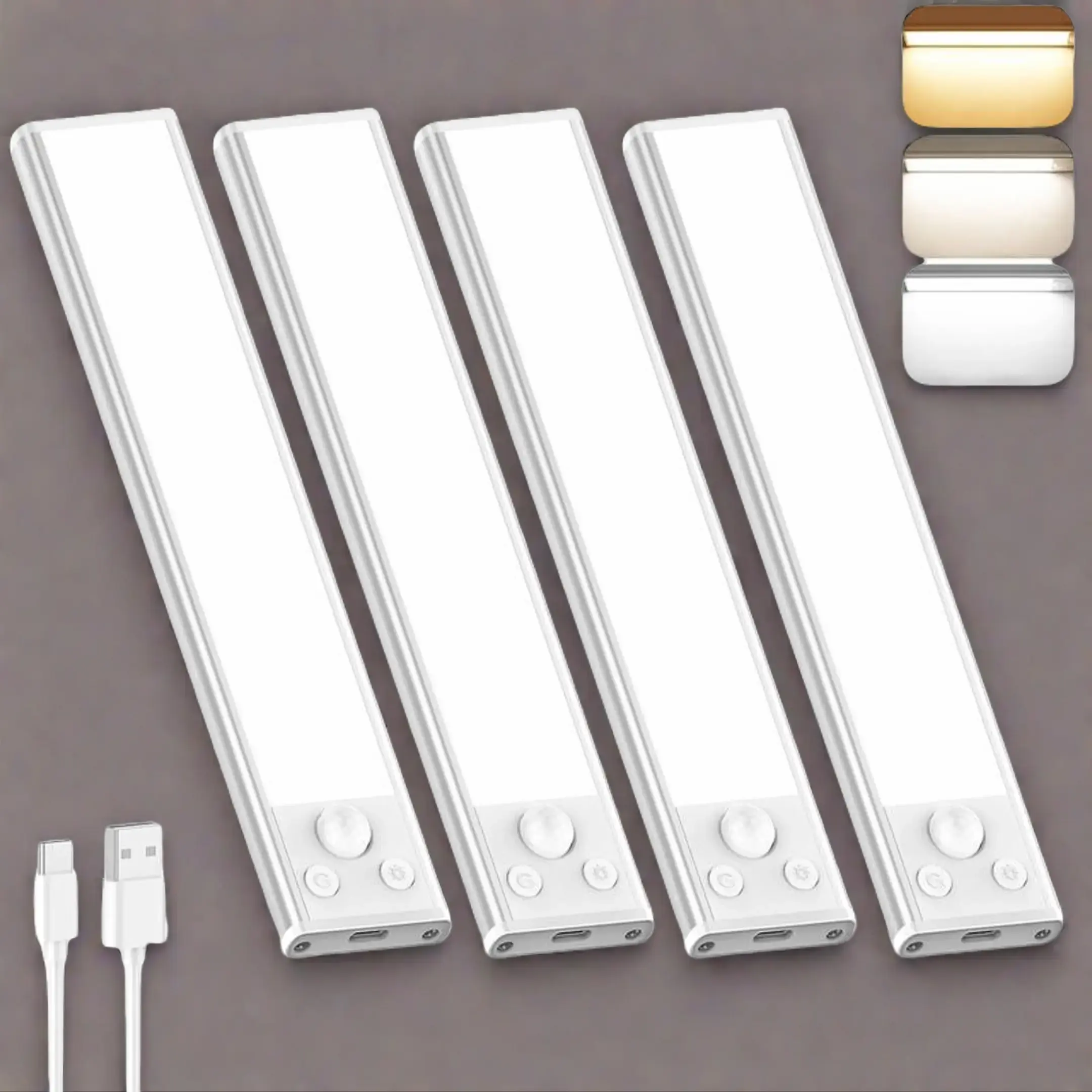 Ultra-Thin Side-Emitting Motion Sensor LED Night Lamp - Magnetic Suction, USB-Powered, 1W, 110lm Brightness, 3 Modes, Table Lamp for Bedroom-Dormitory, Auto Lighting, -20°C to 50°C, Eye-Care, Extreme Durability, Activates On Entry, Table Lamps, Home Impro