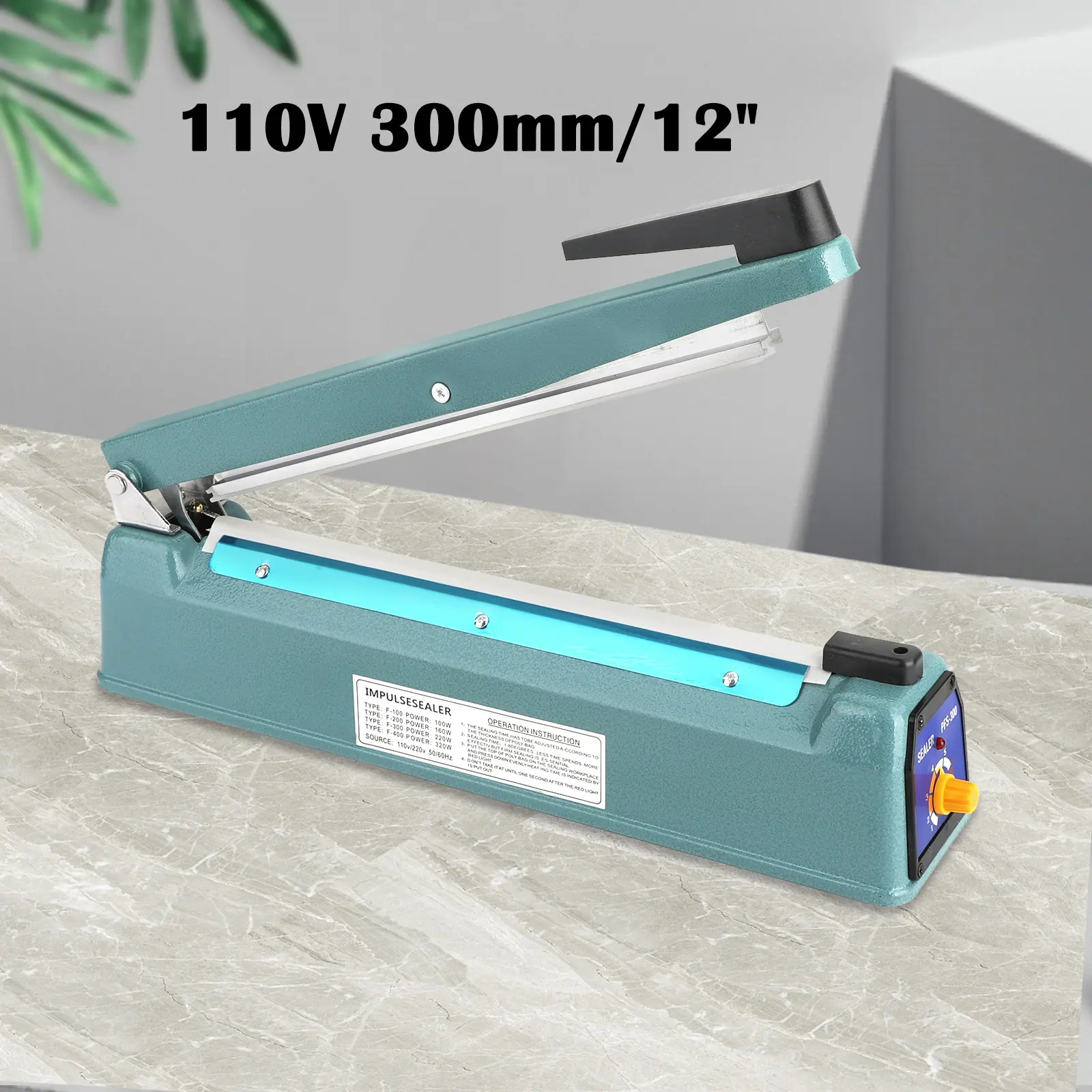 Multifunction Handheld 12" Impulse Heat Sealer, Silver Vacuum Sealer with Aluminum Body - Portable Poly Bag Sealing Machine for Home Kitchen, Food Preservation Solutions