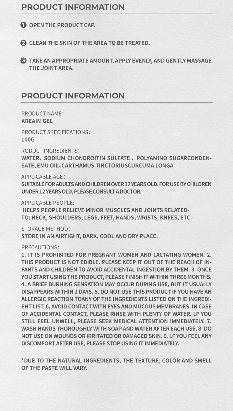 Kreain 8【Free Quantity Matches Your Purchase!】purple gel turmeric extract sodium sulfate chondroitin Emu oil and other natural materials