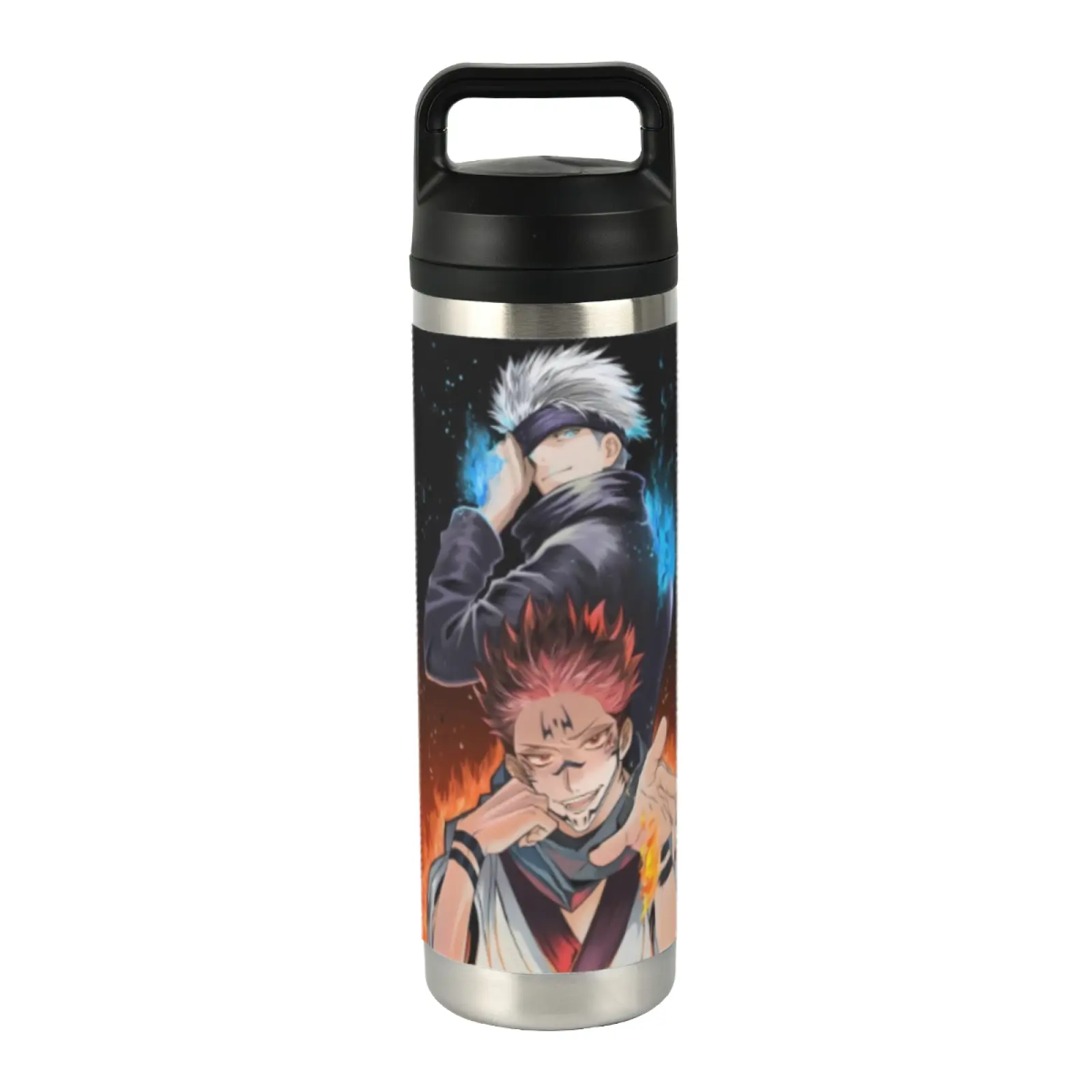 20oz Sturdy Jujutsu Kaisen Gojo-Satoru Stainless Steel Vacuum Insulated Tumbler - Airtight Leak-Proof Lid, Handle, Daily Portable Drinkware for Adults, Ideal Anime Gift (1 Count)