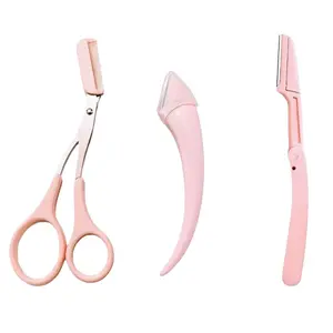 Eyebrow Scissors Set, 3pcs/set Eyebrow Trimmer, Eyebrow Shaping Tool, Eyebrow Product for Women & Girls, Portable Eye Makeup Tools for Home & Travel